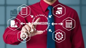 User entering sales amount into commission calculator